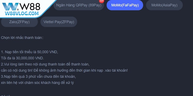 Đăng Ký W88 - Hướng Dẫn Quy Trình Chỉ Trong 3 Phút 6 Quy trình nạp tiền W88 tiện lợi an toàn