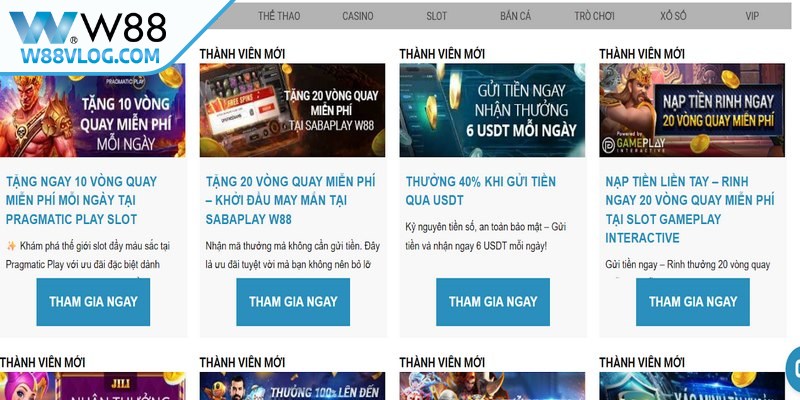 Điều kiện tham gia khuyến mãi W88