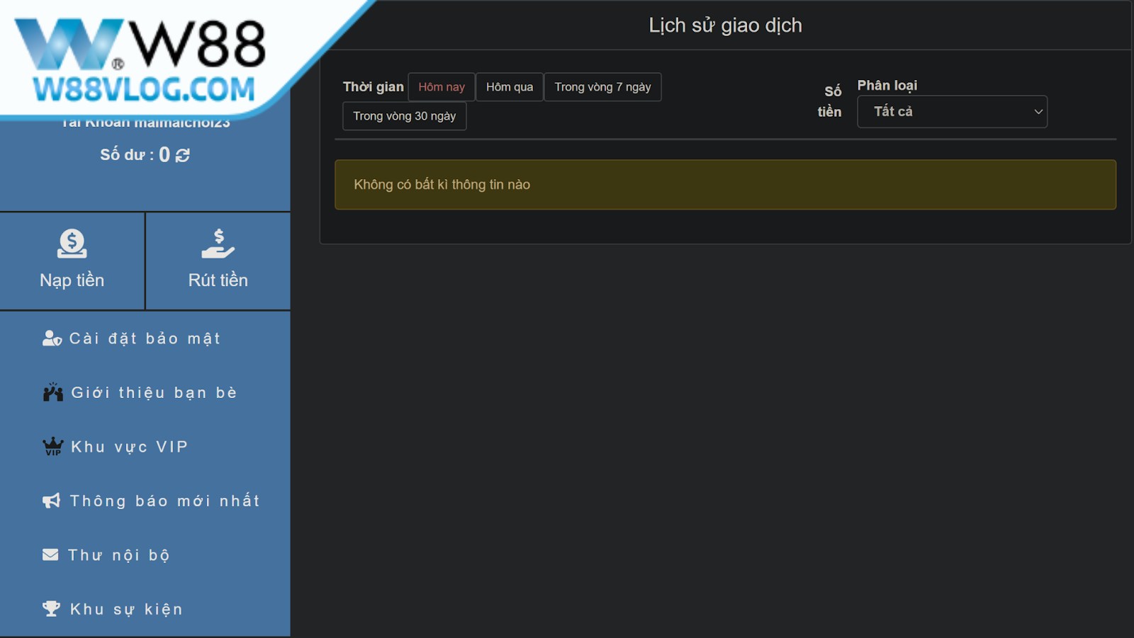 Thực hiện sao kê W88 giúp bạn nắm rõ từng giao dịch đã phát sinh